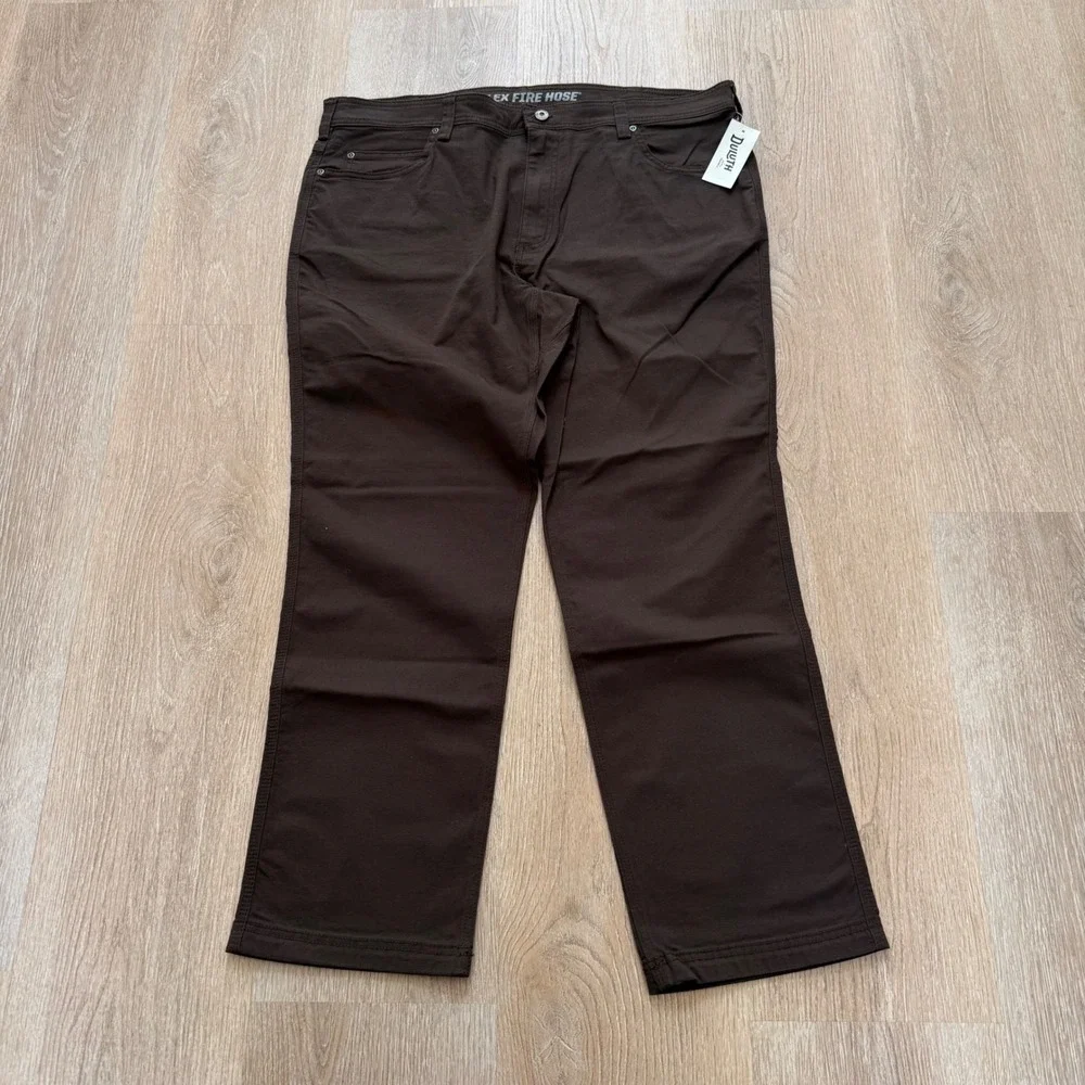 Duluth Trading Flex Fire Hose Pants Mens 40x30 Brown Slim Fit 5-Pocket Workwear